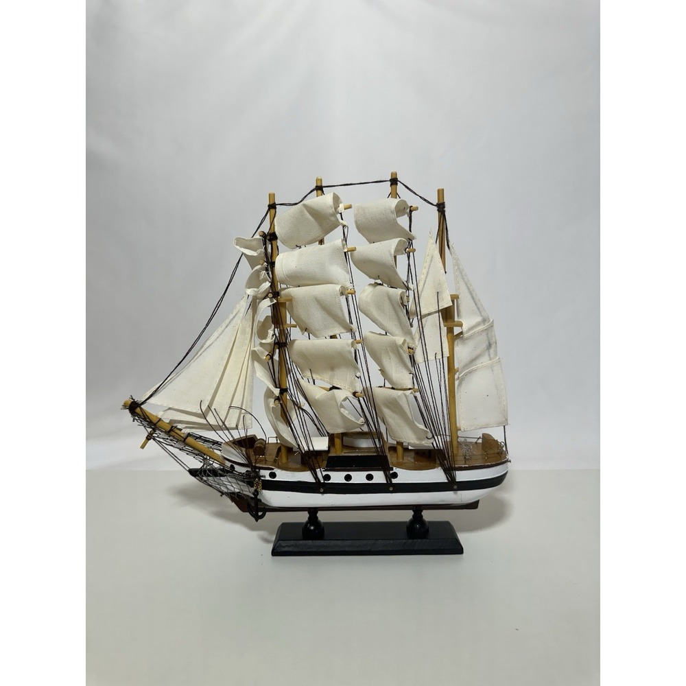 Passat Tall Ship Model Wood Cotton Sails Detailed Statue Shelf Sitter 12" Tall